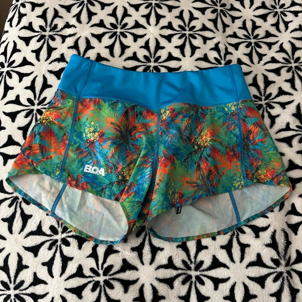 BOA Women's Vibrant Athletic Shorts - Blue and Multicolor